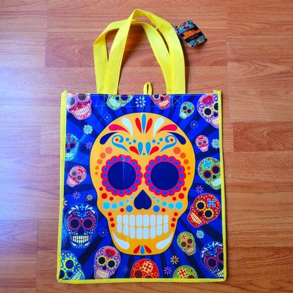 Sugar Skull Large Tote Bag Day Of The Dead Mexico Día de los Muertos - Picture 2 of 5